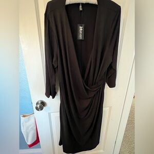 24Seven Black Knit 3/4 Sleeve Dress